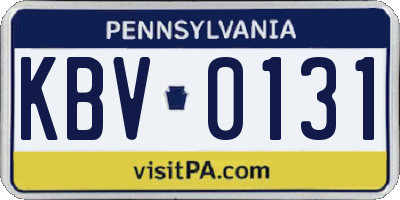 PA license plate KBV0131