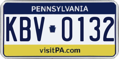 PA license plate KBV0132