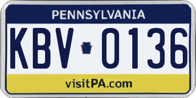 PA license plate KBV0136
