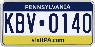 PA license plate KBV0140