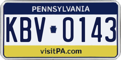 PA license plate KBV0143