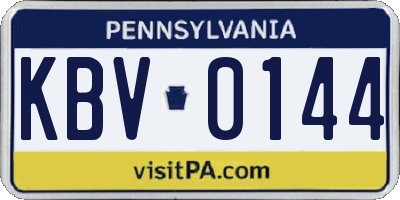 PA license plate KBV0144