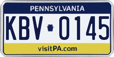 PA license plate KBV0145