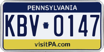 PA license plate KBV0147