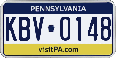 PA license plate KBV0148