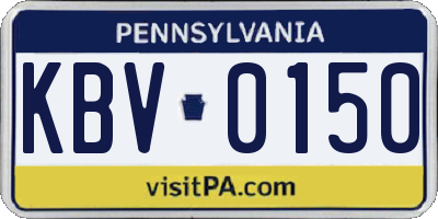 PA license plate KBV0150