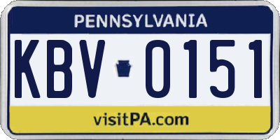 PA license plate KBV0151