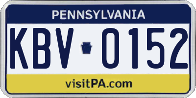 PA license plate KBV0152