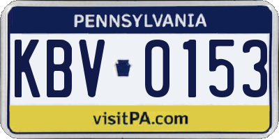 PA license plate KBV0153