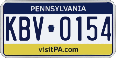 PA license plate KBV0154