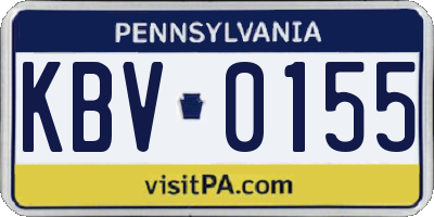 PA license plate KBV0155