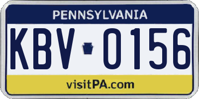 PA license plate KBV0156