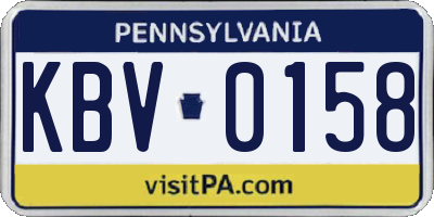 PA license plate KBV0158