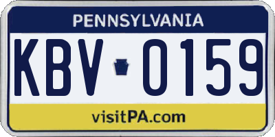 PA license plate KBV0159