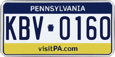 PA license plate KBV0160