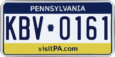 PA license plate KBV0161