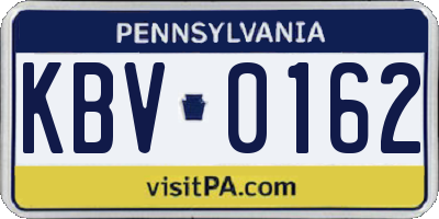 PA license plate KBV0162