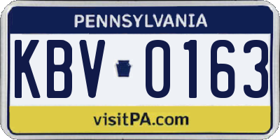 PA license plate KBV0163