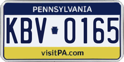 PA license plate KBV0165