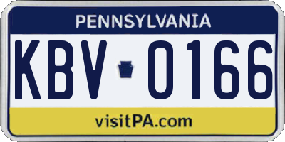 PA license plate KBV0166