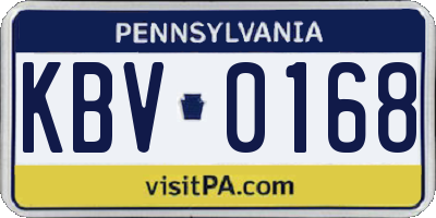 PA license plate KBV0168
