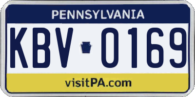 PA license plate KBV0169