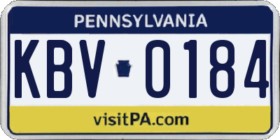 PA license plate KBV0184