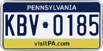 PA license plate KBV0185