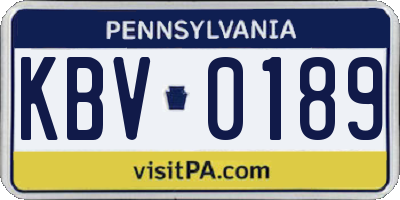 PA license plate KBV0189