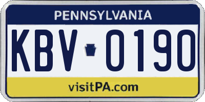 PA license plate KBV0190