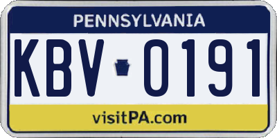 PA license plate KBV0191