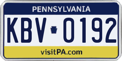 PA license plate KBV0192