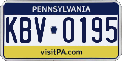 PA license plate KBV0195