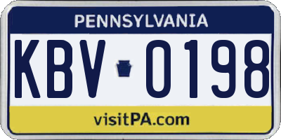 PA license plate KBV0198