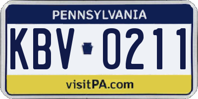 PA license plate KBV0211