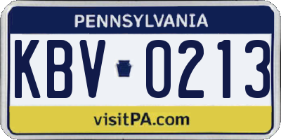 PA license plate KBV0213