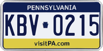 PA license plate KBV0215