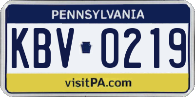 PA license plate KBV0219