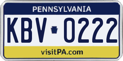 PA license plate KBV0222
