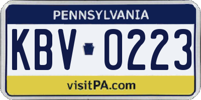 PA license plate KBV0223