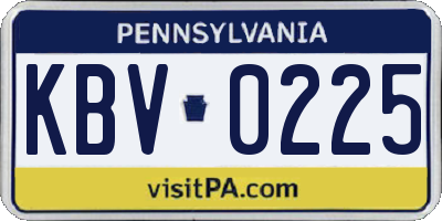 PA license plate KBV0225