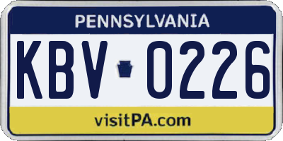 PA license plate KBV0226