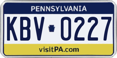 PA license plate KBV0227