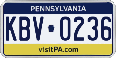 PA license plate KBV0236