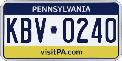 PA license plate KBV0240