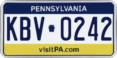 PA license plate KBV0242