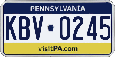 PA license plate KBV0245