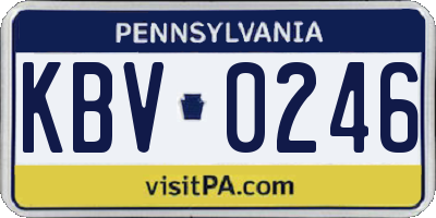 PA license plate KBV0246