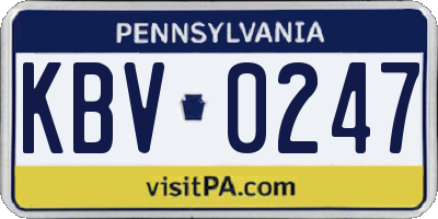 PA license plate KBV0247