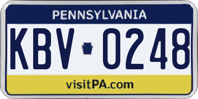 PA license plate KBV0248